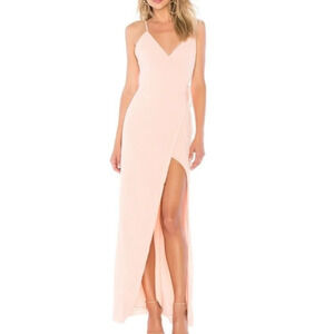 New Revolve Privacy Please Rasika Gown in Blush Pink Dotted Texture small